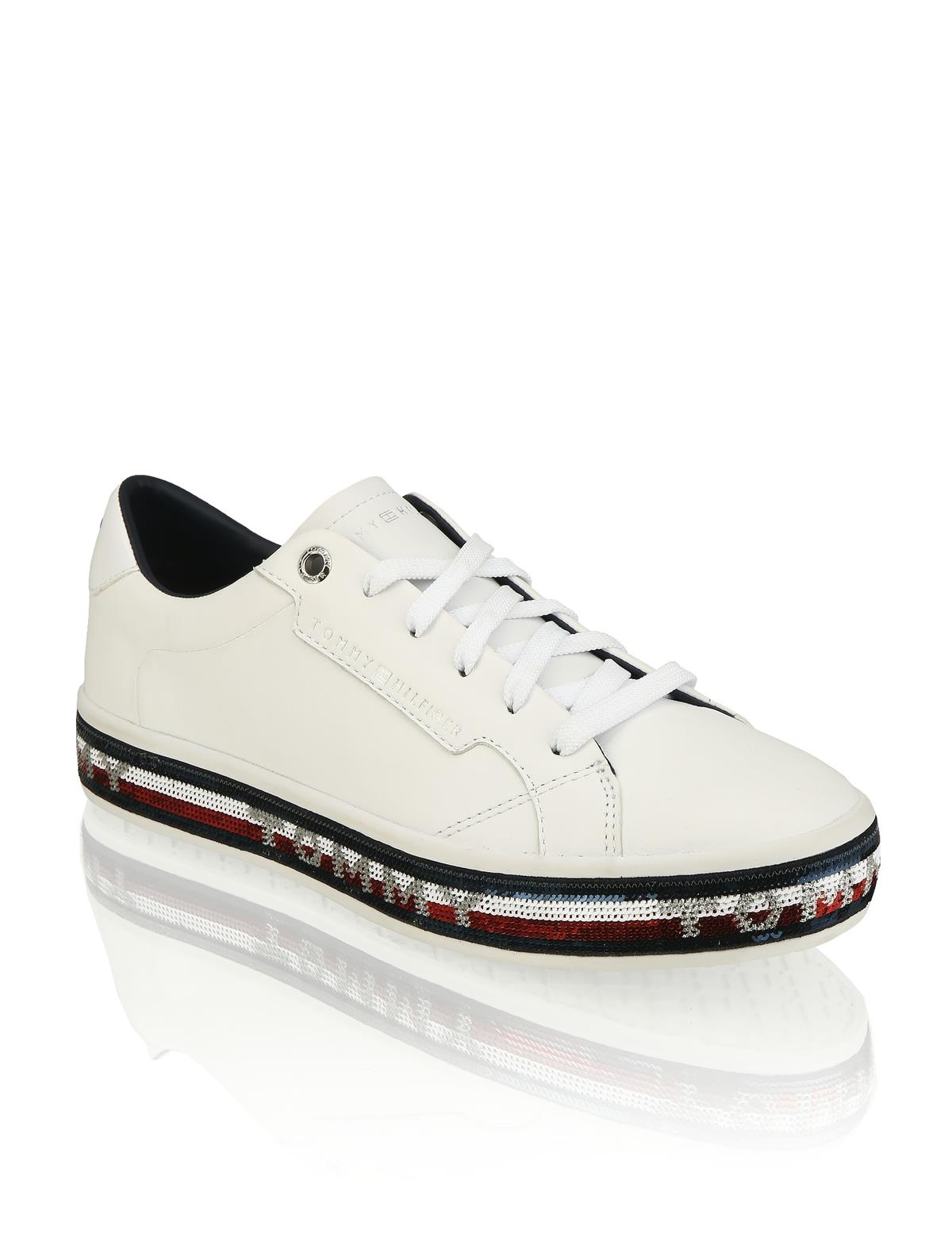 HUMANIC 47 Tommy Hilfiger Glattleder Sneaker mit Pailletten EUR 120 1221112555