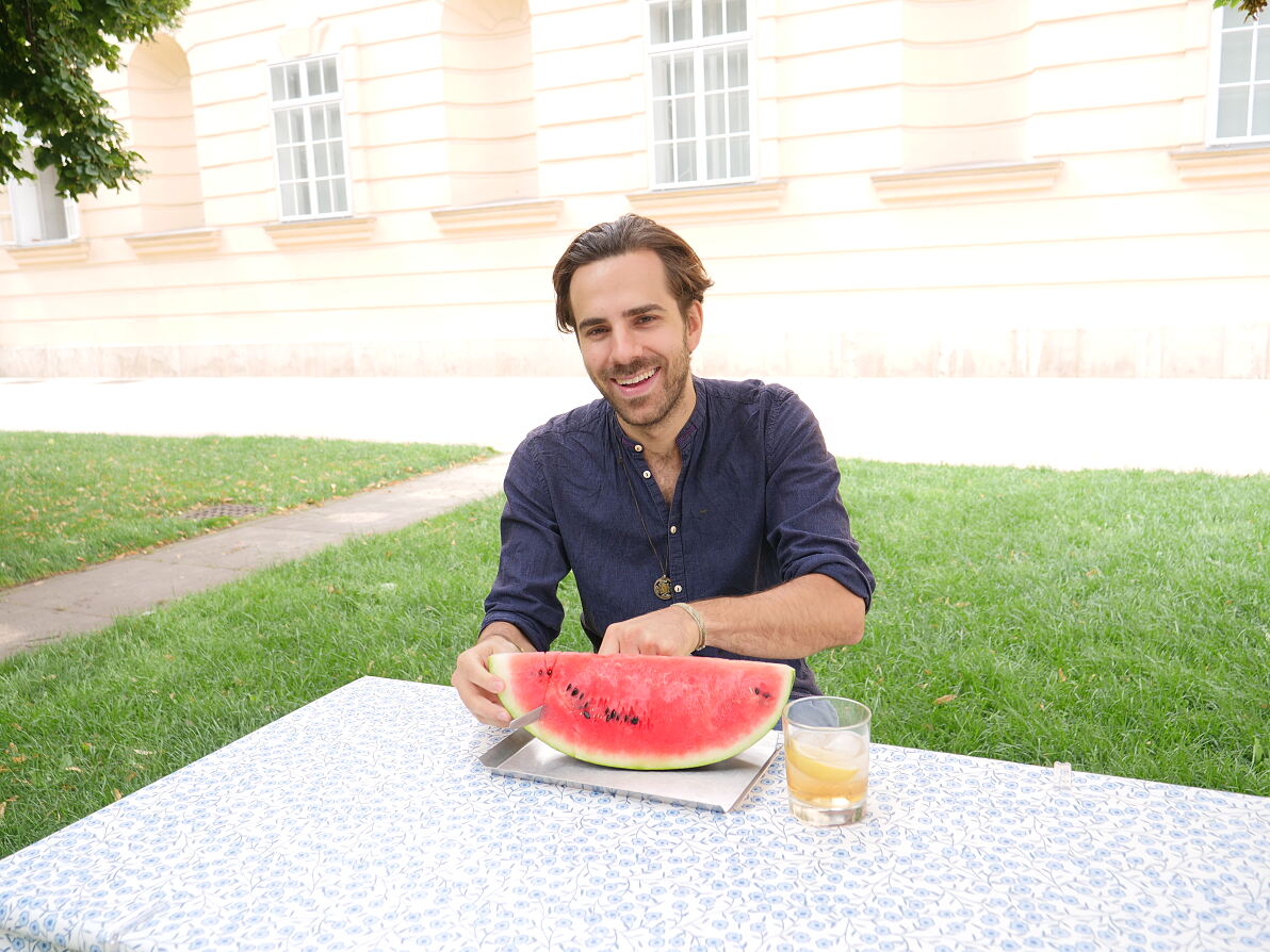 Paul mit Wassermelone